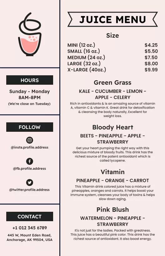 Drink Menu Templates Customize & Download (Free)