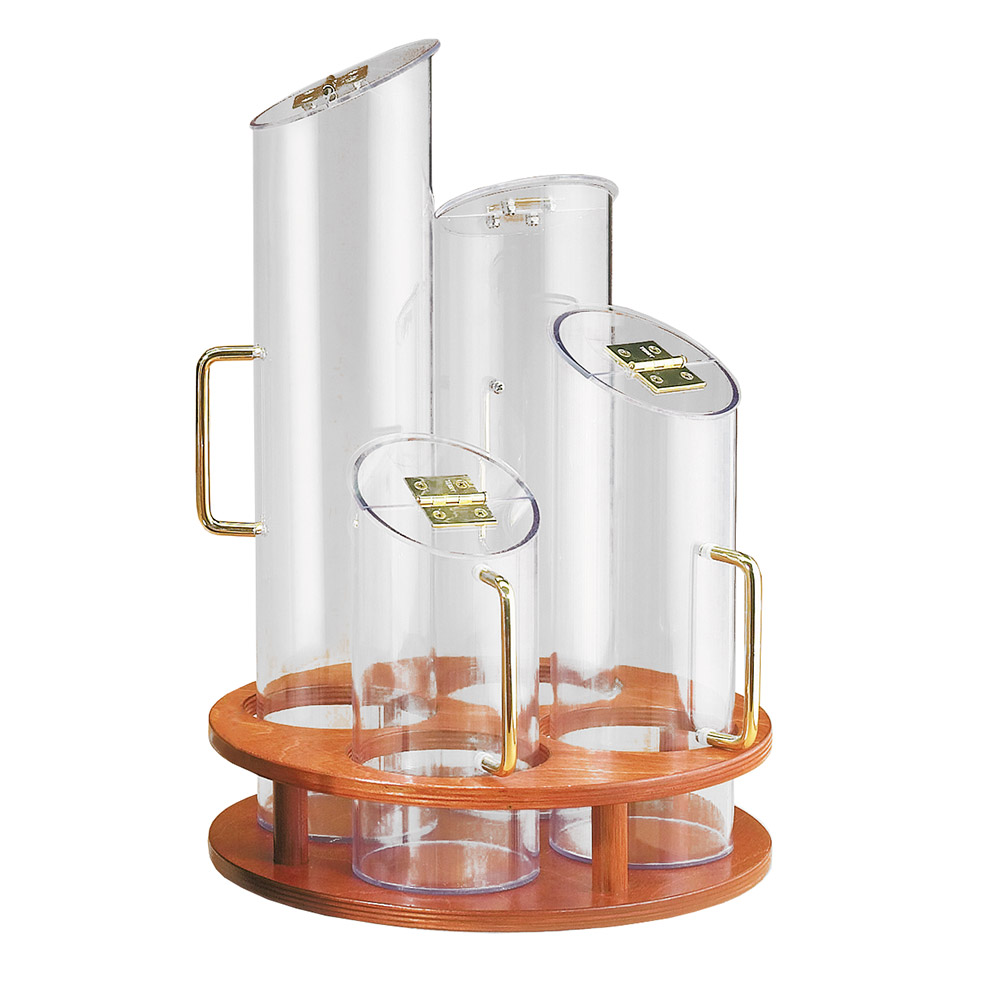 CalMil 72353 4Cylinder Turn Table Cereal Dispenser w/ Wooden Base