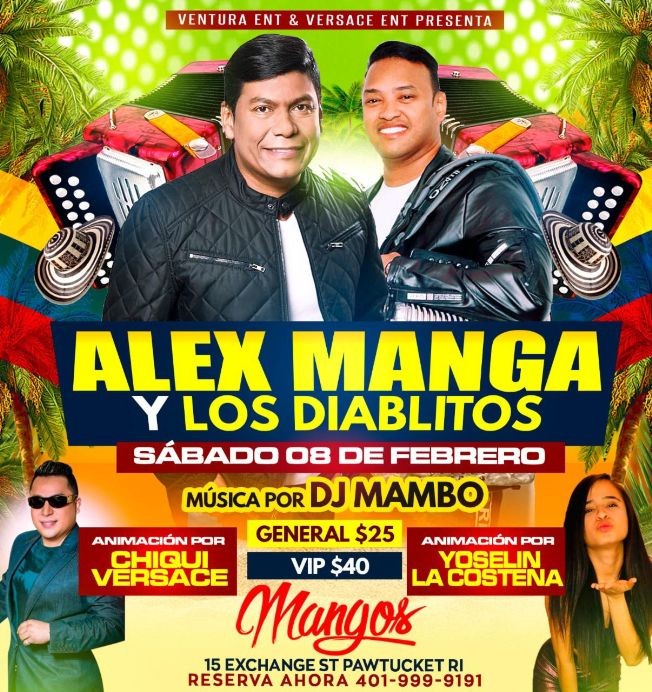 Alex Manga y Los Diablitos En Concierto En Pawtucket,RI Tickets Boletos