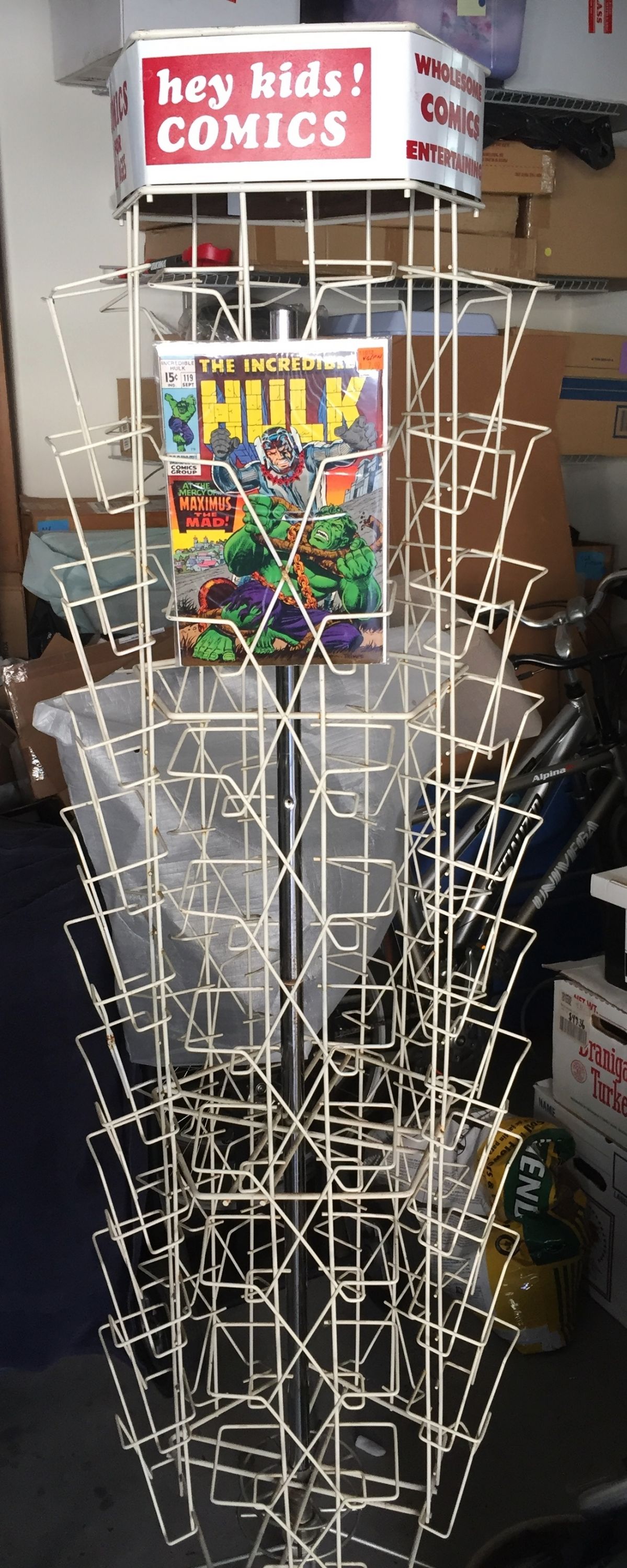 SOLD Vintage comic spinner rack American made Mixed Age Threads