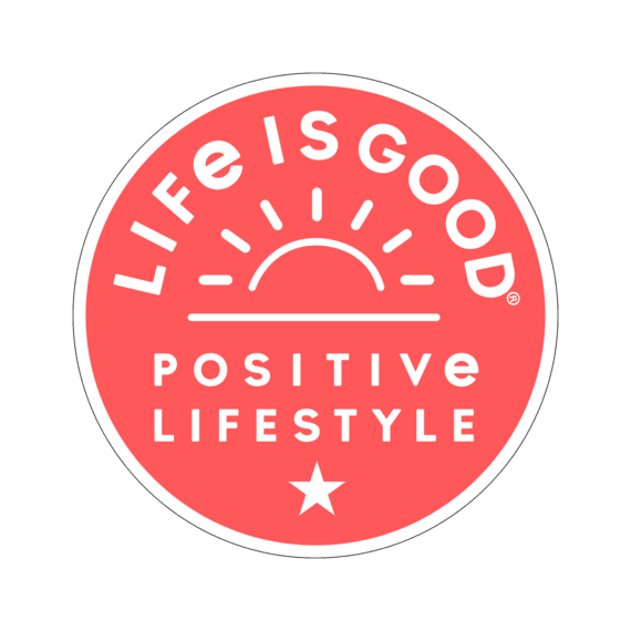 Home Positive Rising Sun 4" Circle Sticker Life is Good® Official Site