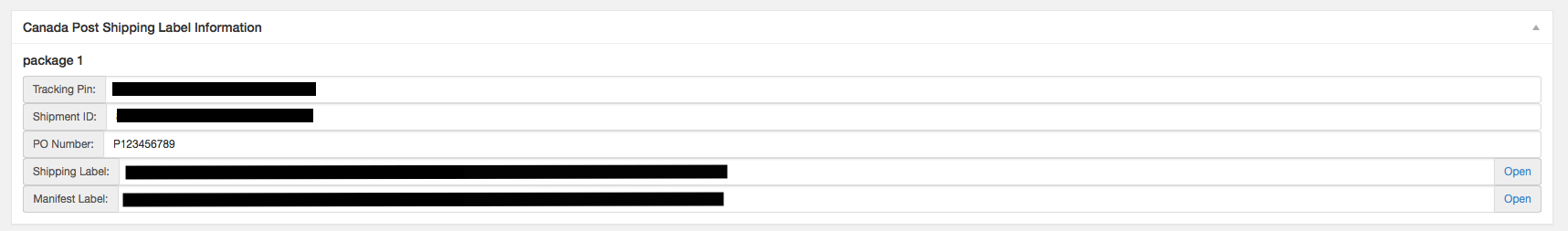 Canada Post label printing & tracking code