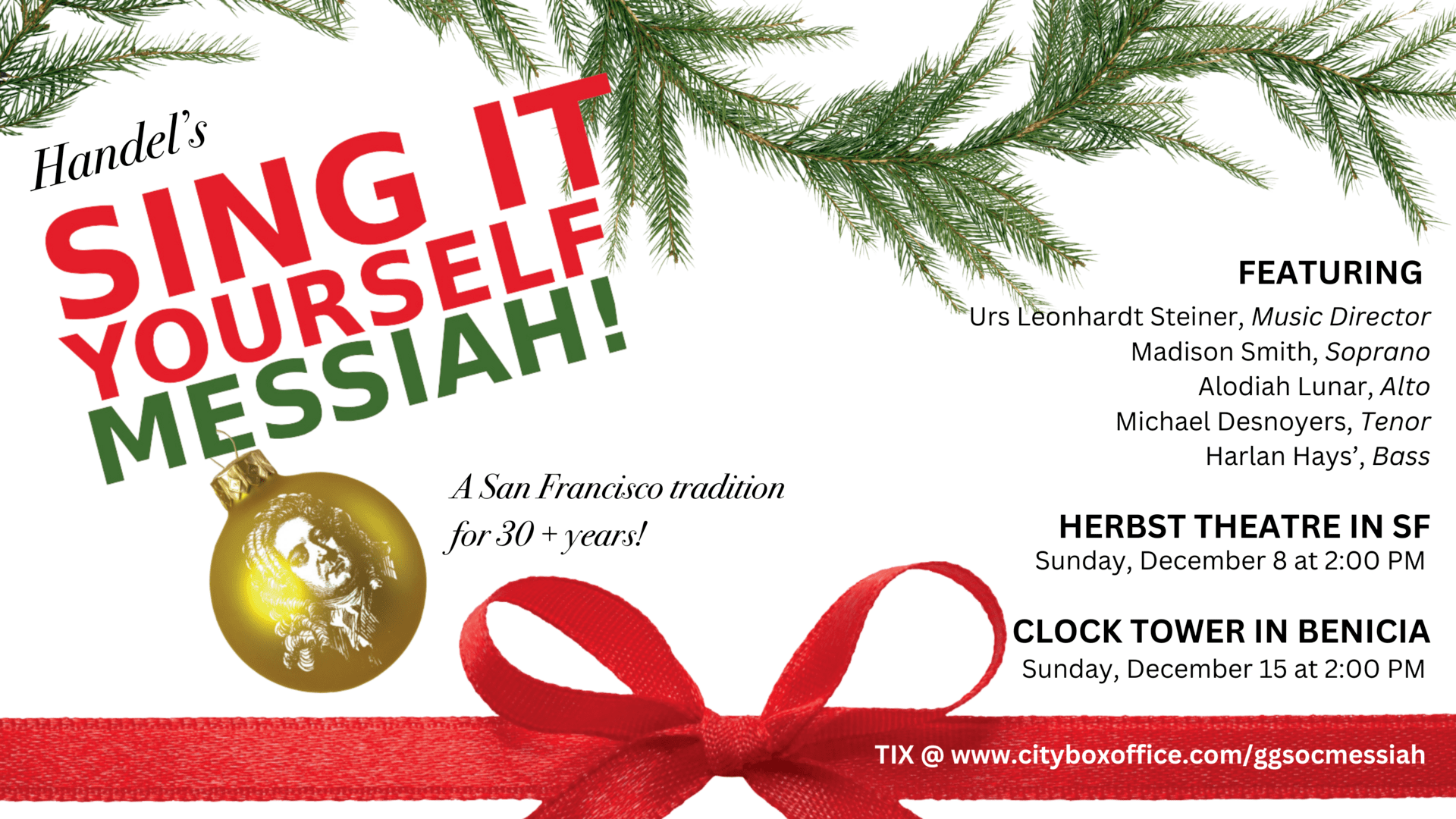 Sing it Yourself Messiah! Benicia Clock Tower