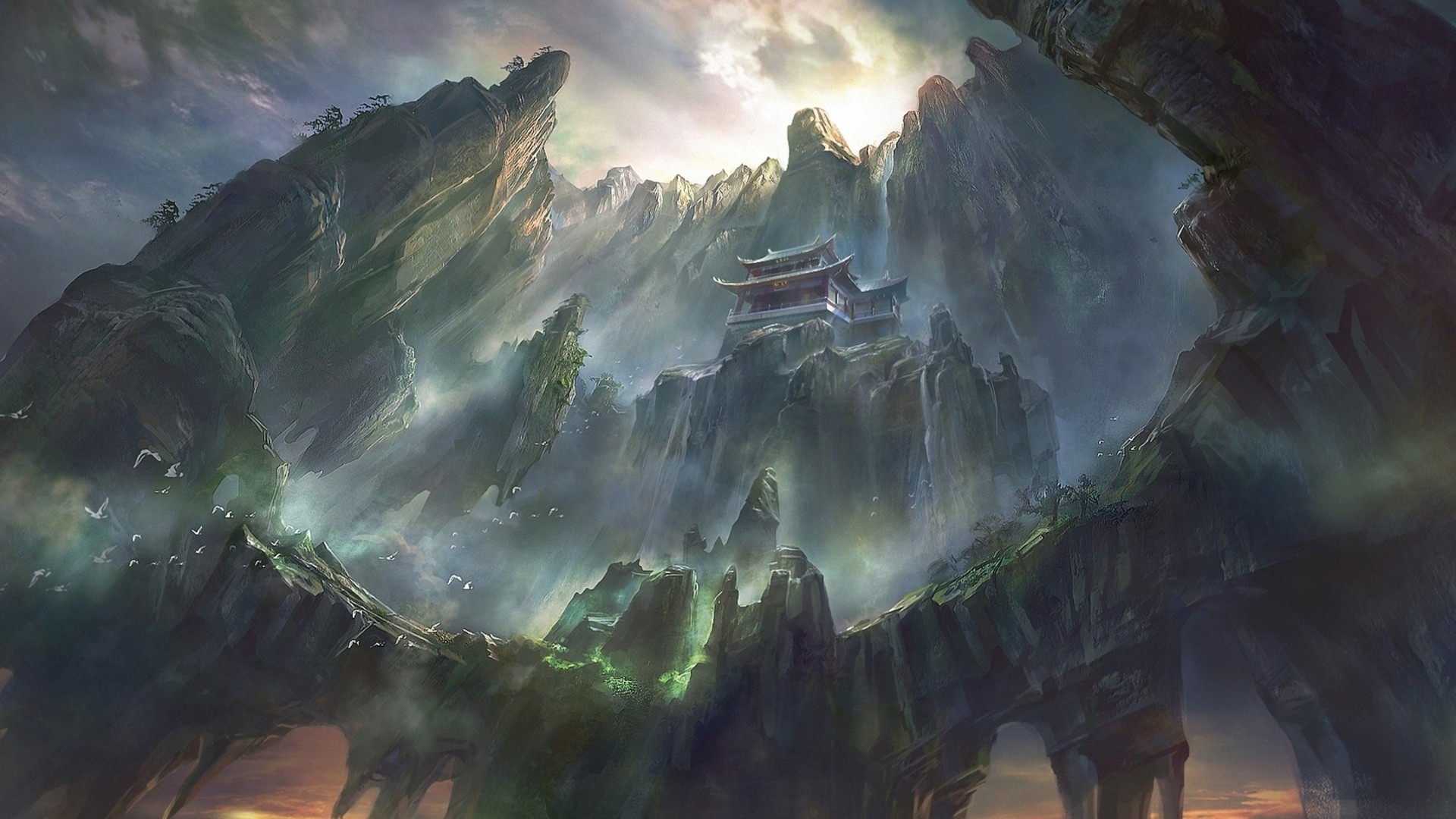 Mystical Mountain Home in the Sky Wallpaper Faxo Faxo