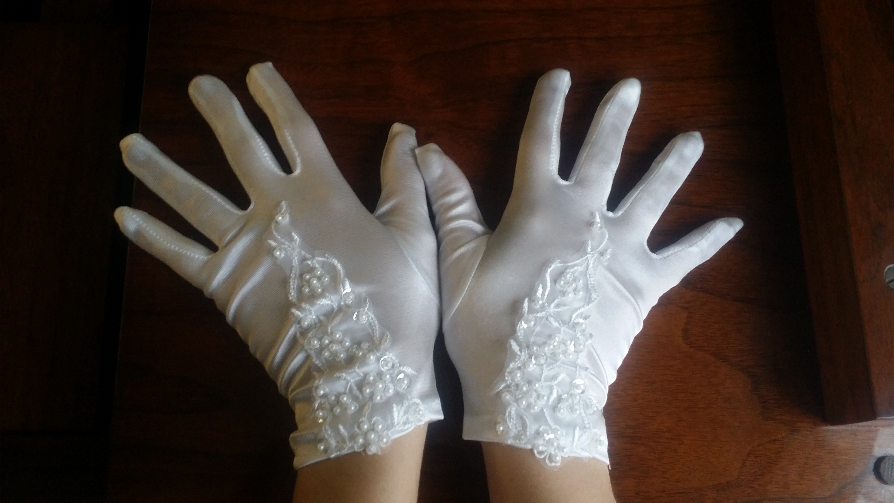 Elastic Satin Wrist Length Bridal Gloves (014040729) JJsHouse