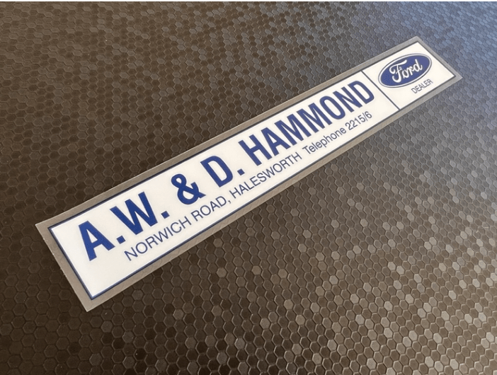 A W and D Hammond Halesworth Ford Dealer Sticker