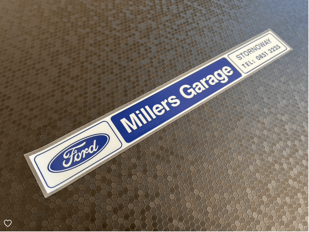 Millers Garage Stornoway Ford Dealer Sticker