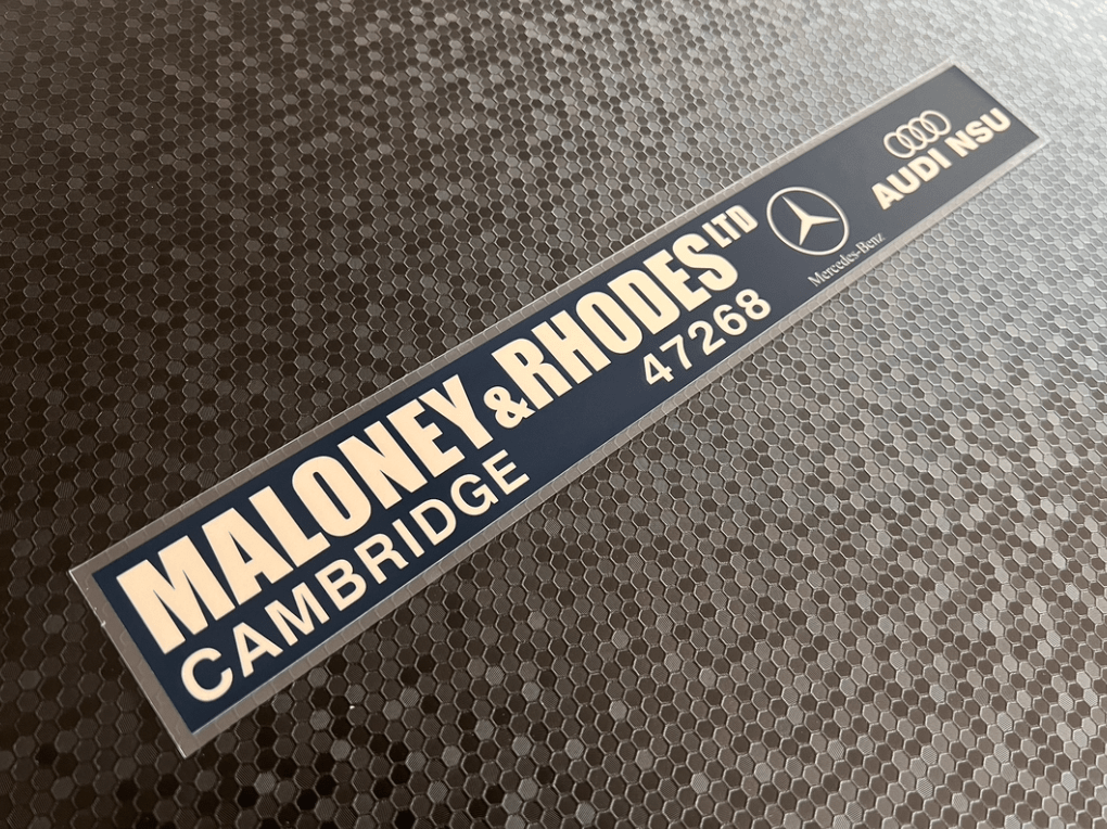 Maloney & Rhodes Cambridge Audi NSU Mercedes Dealer Sticker