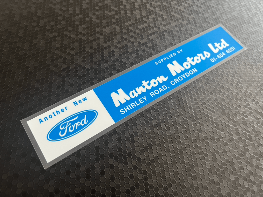 Manton Motors Croydon Ford Dealer Sticker