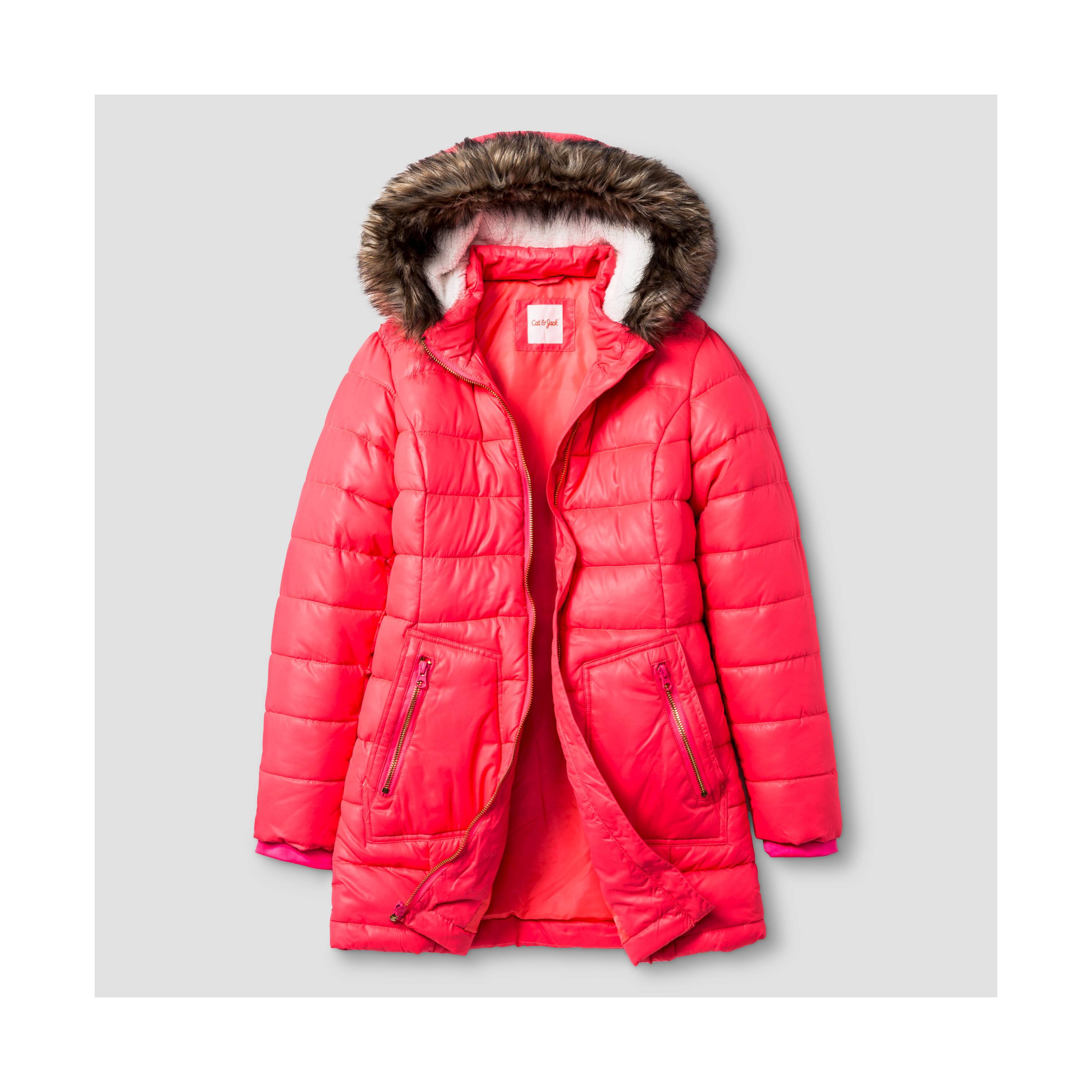 NEW Cat & Jack Girl's Long Puffer Jacket Pink Size Medium eBay