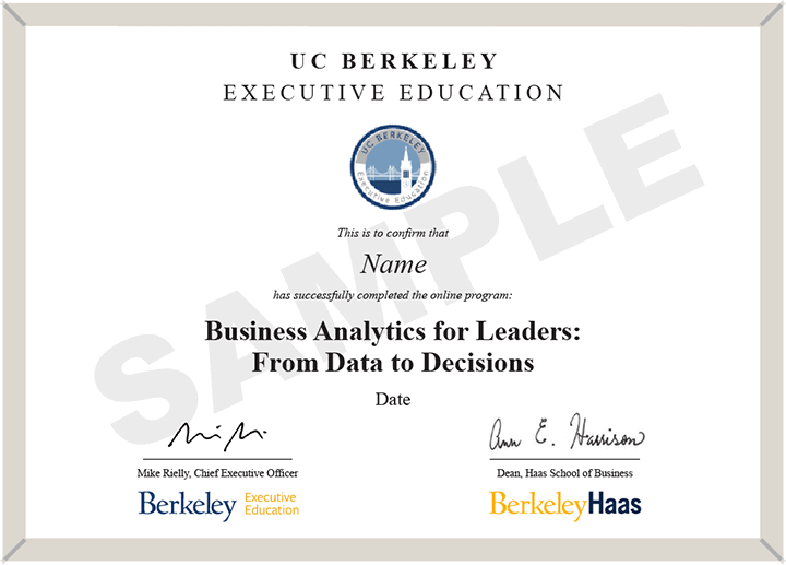 UC Berkeley Business Analytics for Leaders Online Certificate Program