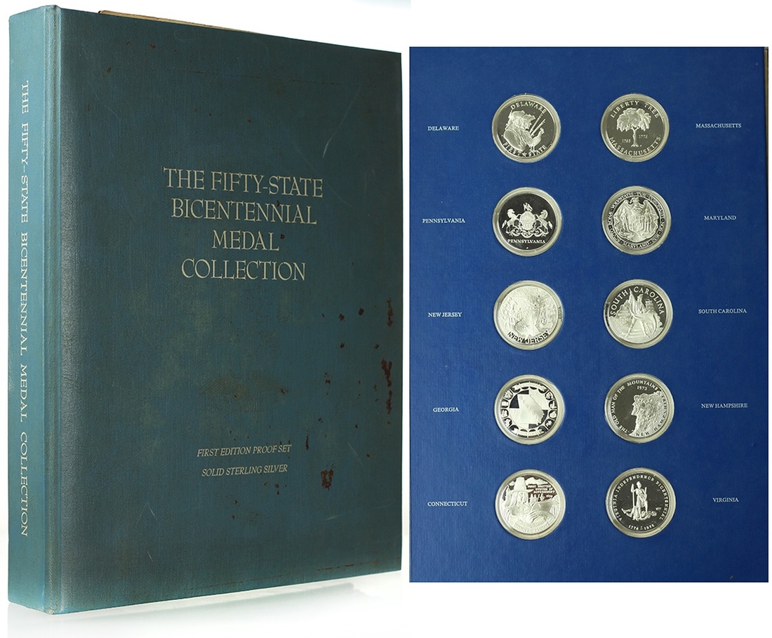 4150 United States, 1976 Franklin Mint 50 State Bicentennial Silver M...