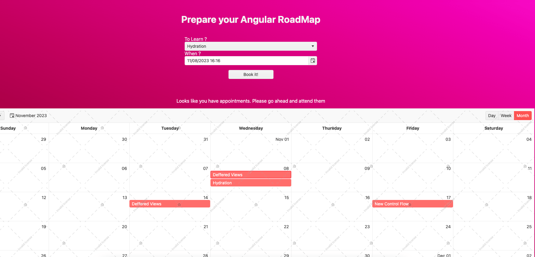 Angular 17 + Kendo UI Scheduler Interactive Course Calendar
