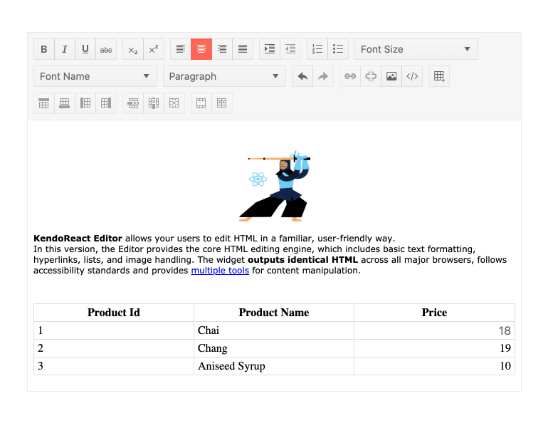 Angular Editor Component Kendo UI for Angular