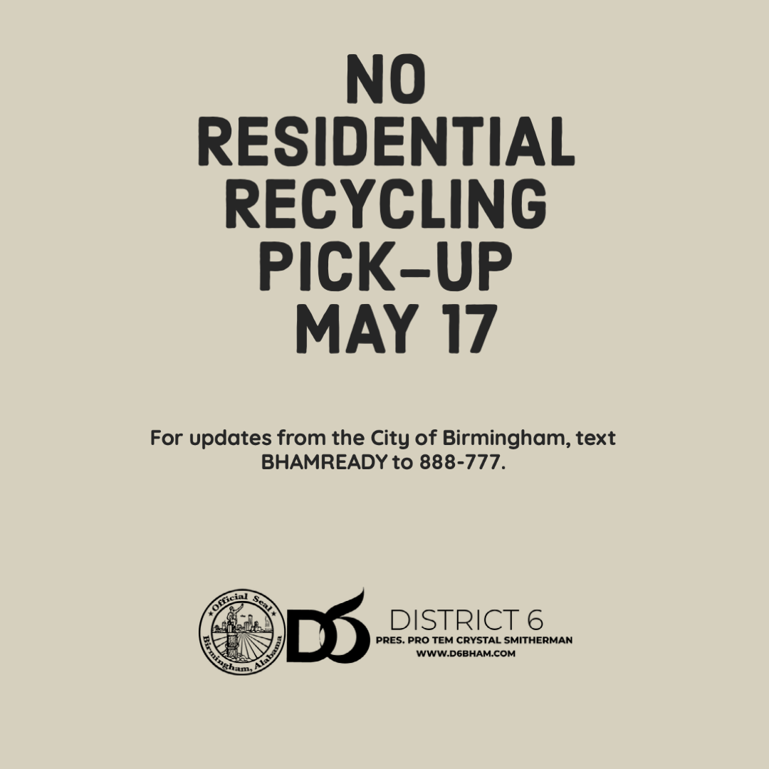 City of Birmingham Will Not Provide Curbside Recycling Pickup on