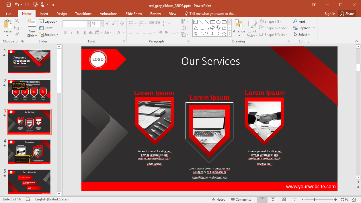Animated Red Grey PowerPoint Template