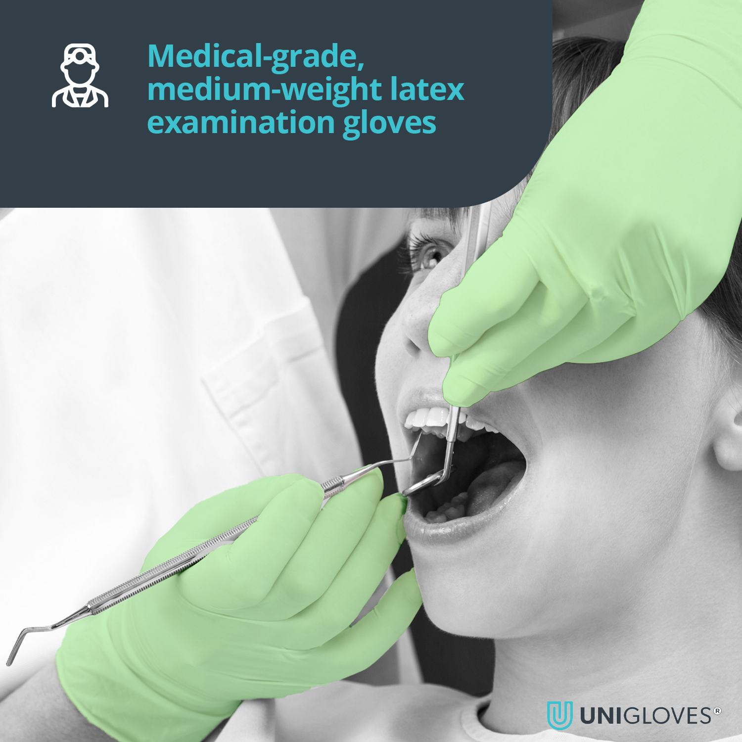 Mint Scented Latex Gloves for Eczema & Dermatitis Hands Unigloves