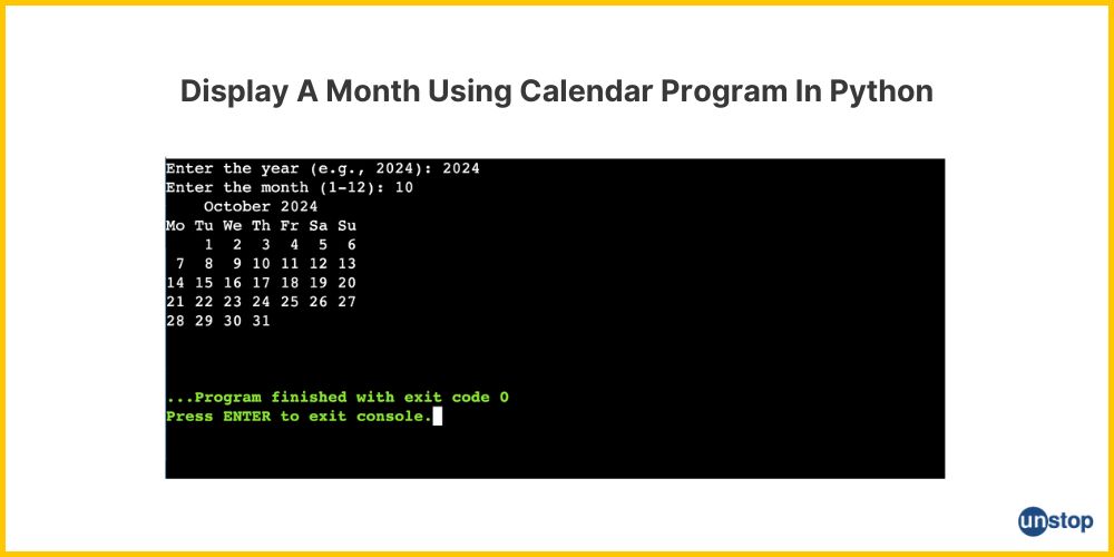 Calendar Program In Python Steps Explained With Examples