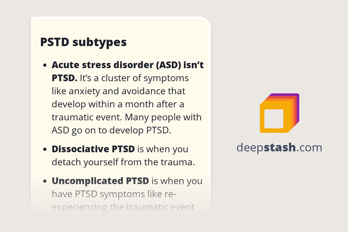 PSTD subtypes Deepstash