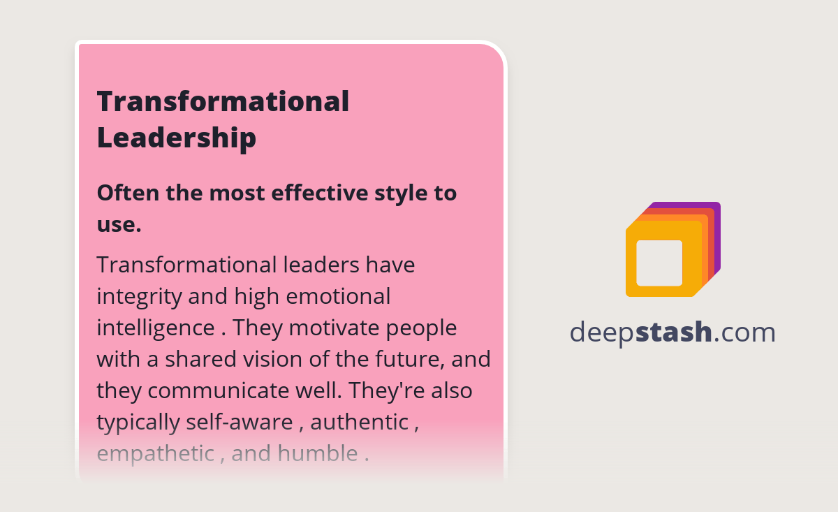 Transformational Leadership Deepstash