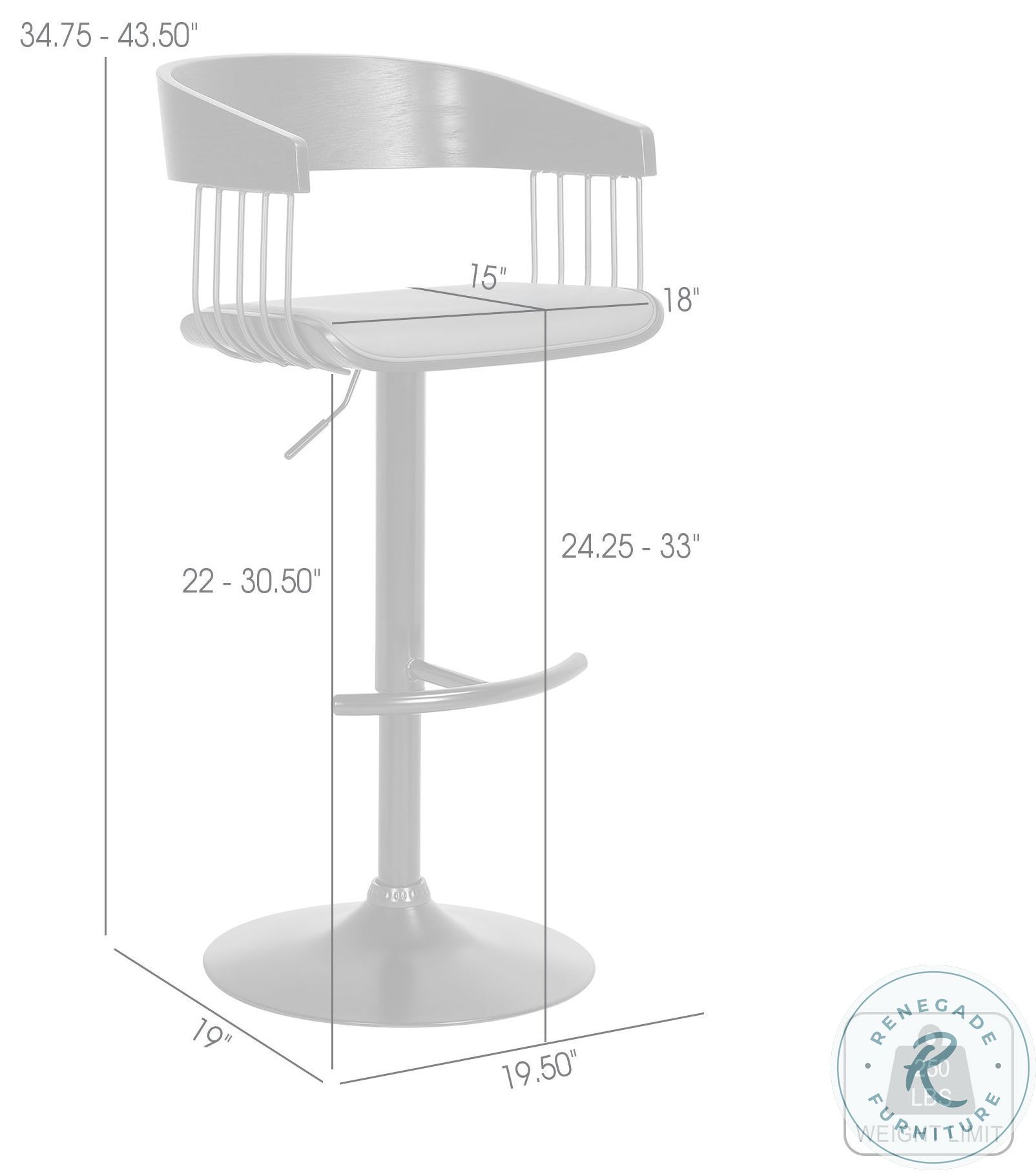 Larisa Black Adjustable Swivel Bar Stool From Armen Living Coleman