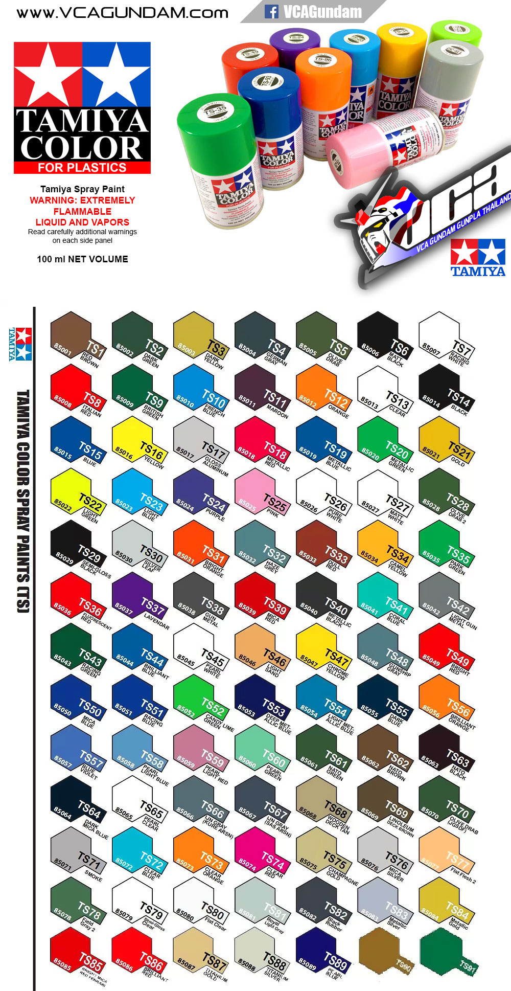 Tamiya Spray Paint Color Chart