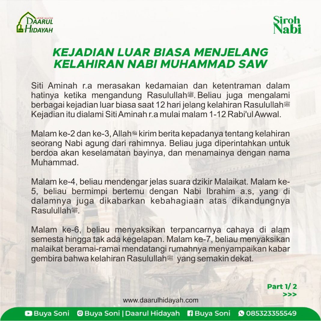 Kejadian Luar Biasa Menjelang Kelahiran Nabi Muhammad SAW DAARUL HIDAYAH