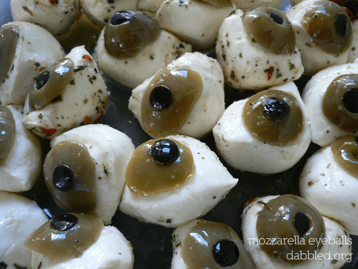Halloween Food Dot’s Mozzarella Eyeballs Dabbled