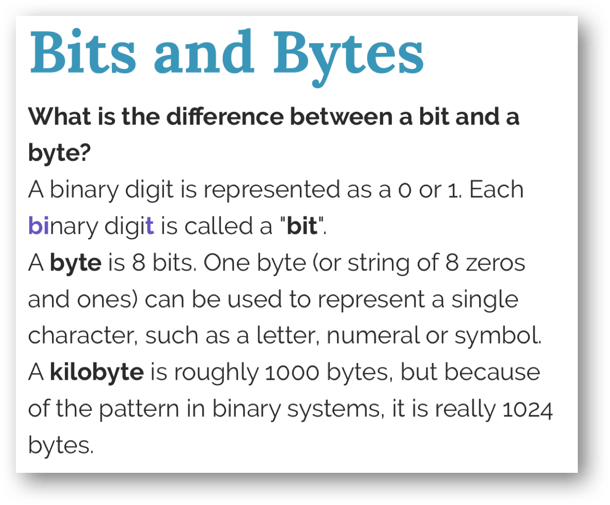 Computer Byte Chart A Chart Showing The Differenct Teoria Images