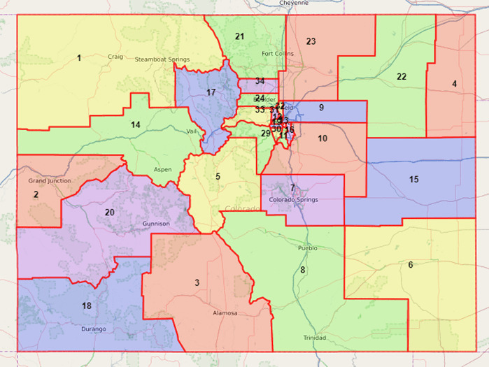 Colorado Metropolitan Districts Map Colorado General Service Area TEST SITE Denver Area Central Committee