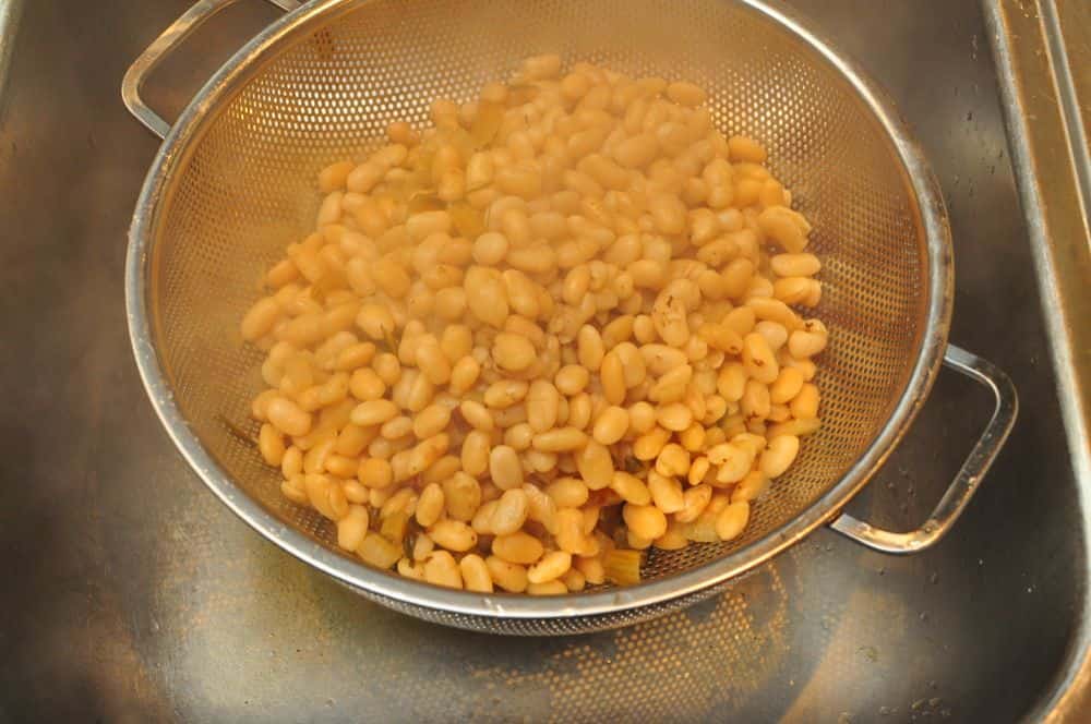 Pressure Cooker Cannellini Beans, Bacon and Swiss Chard with Pasta