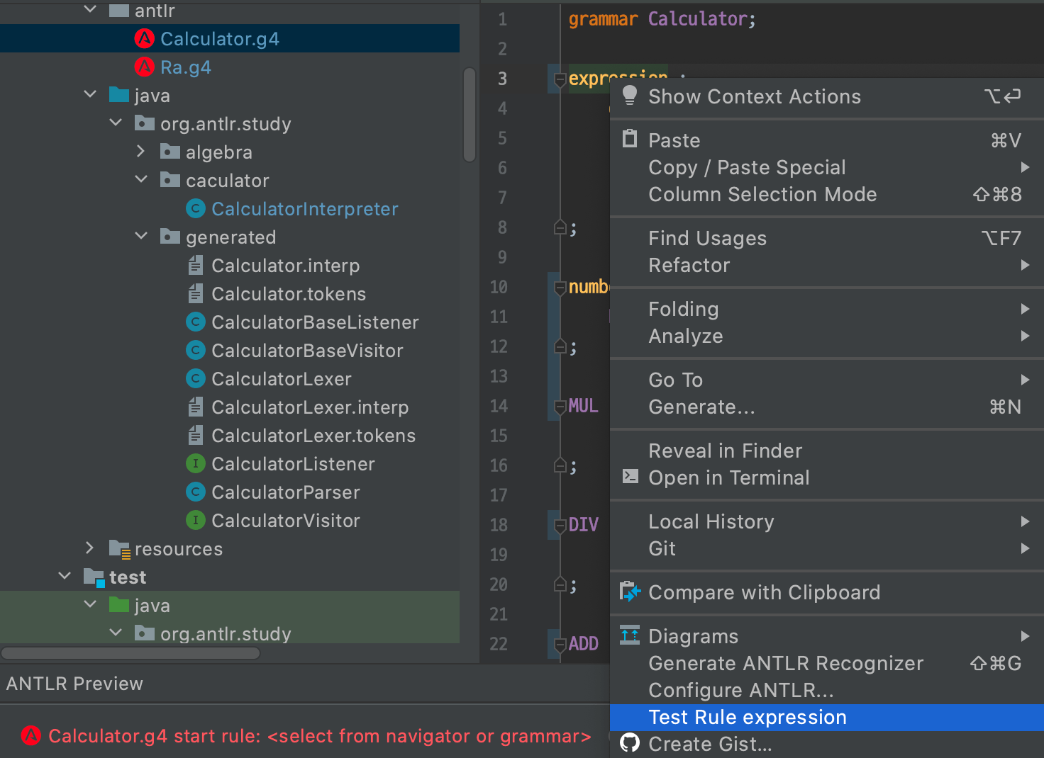 Relational algebra SQL Interpreter by Antlr