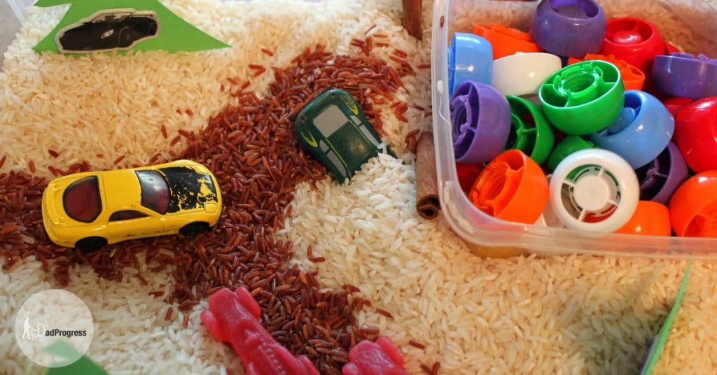 Easy To Make Car Sensory Bin For Young Toddlers