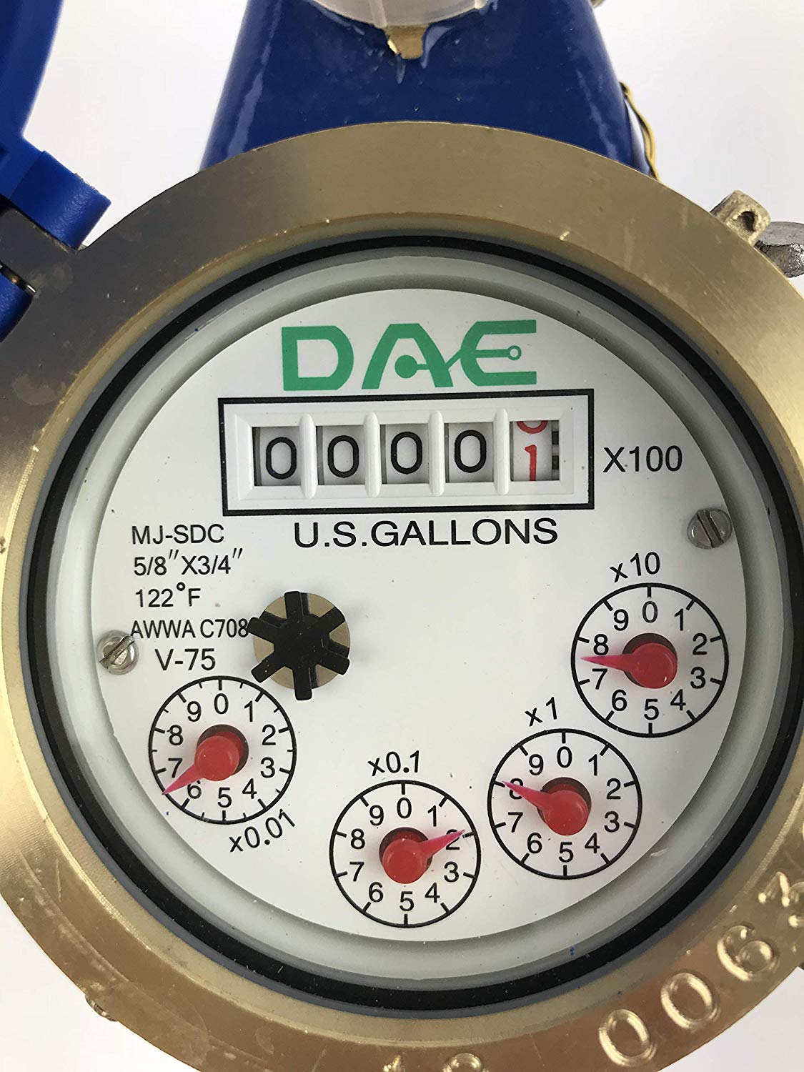 DAE V75 Vertical Water Meter, 3/4” NPT Couplings, Measuring in Gallons
