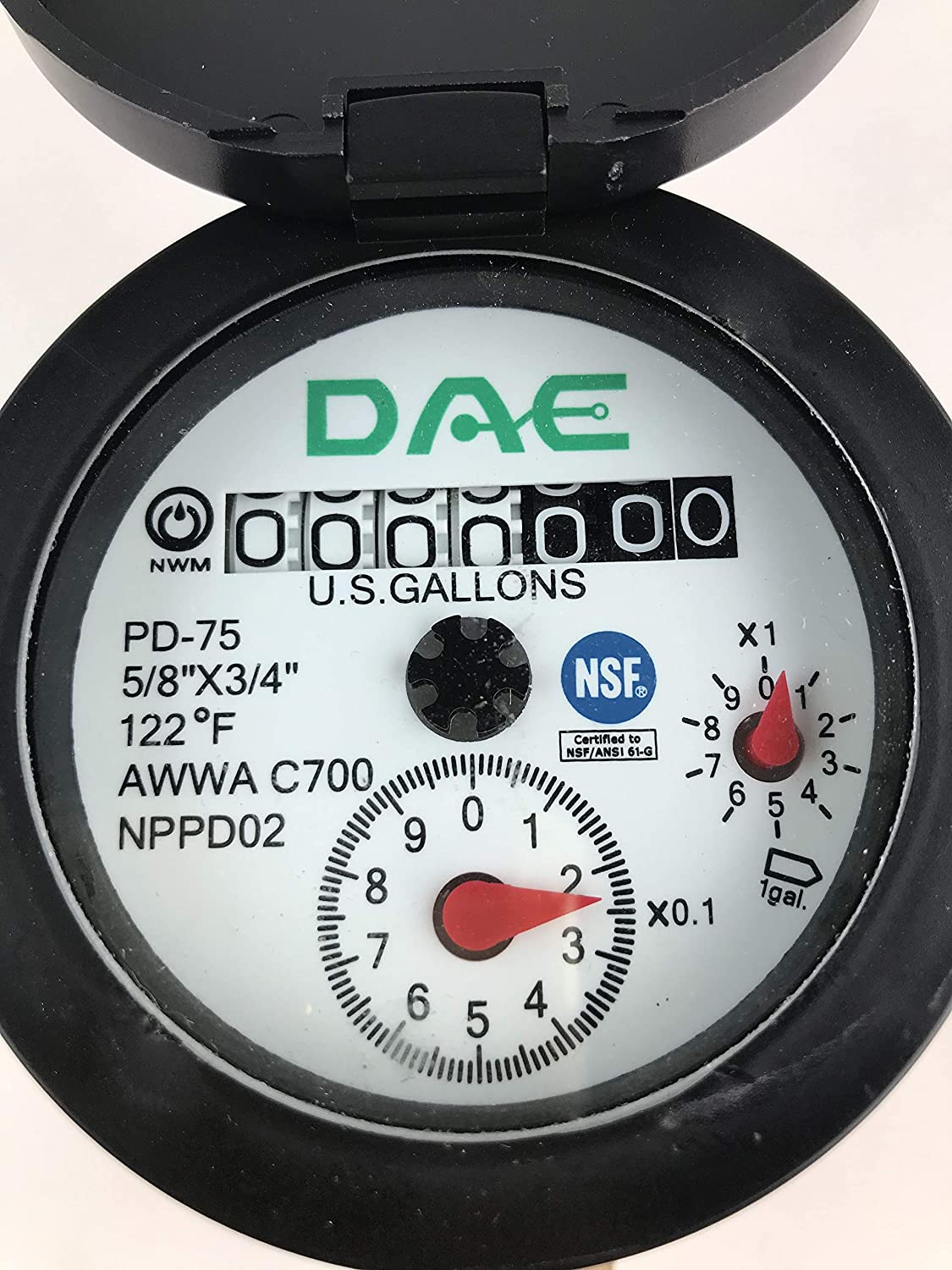 DAE PD75 Lead Free Potable, Positive Displacement Water Meter, 3/4