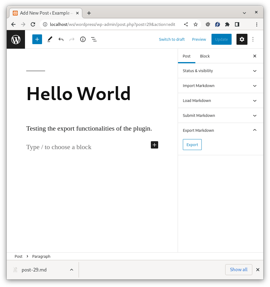 Convert WordPress Articles to Markdown DAEXT
