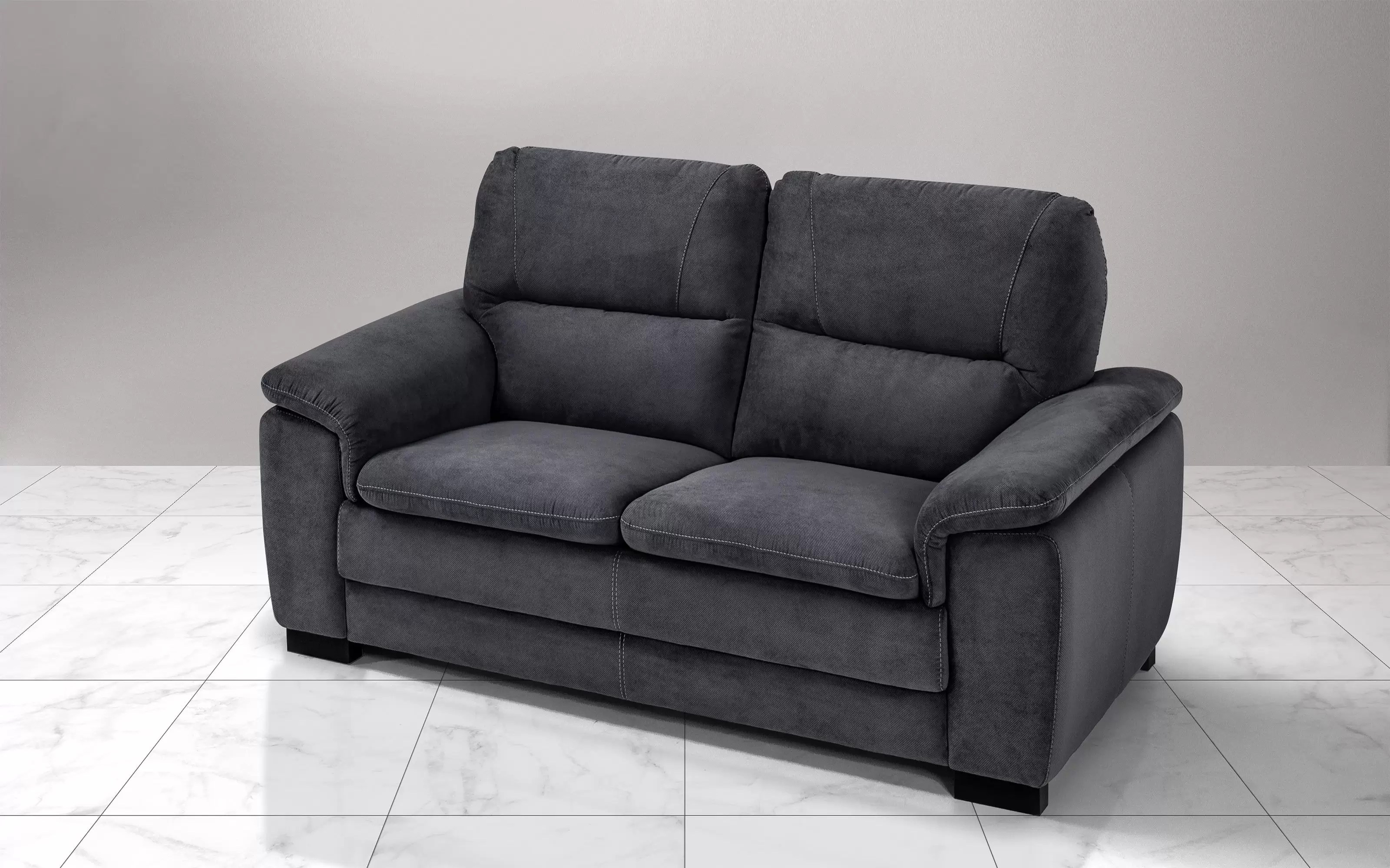 Divano 2 posti. Tessuto gordon grigio scuro (cm. 168 x 95 x 94h