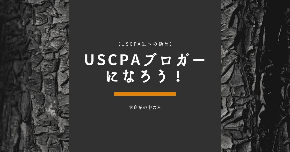 【USCPA生への勧め】USCPAブロガーになってみよう！ 大企業の中の人