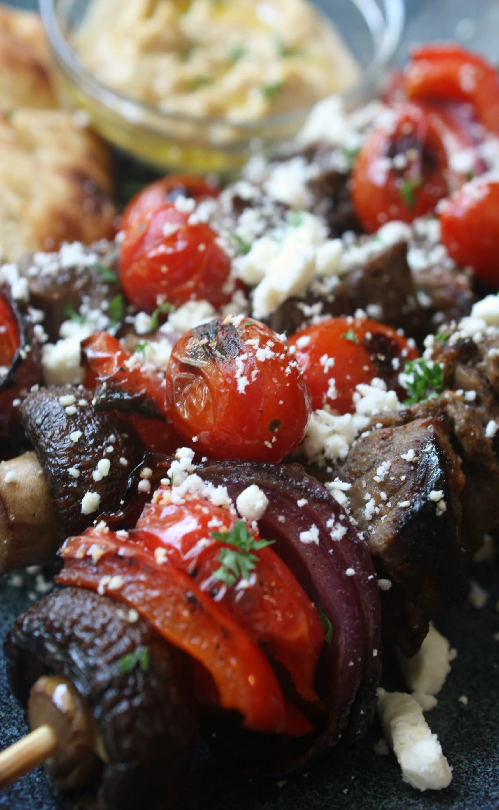 Beef Kabobs with Blistered Tomatoes and Feta Daily Appetite