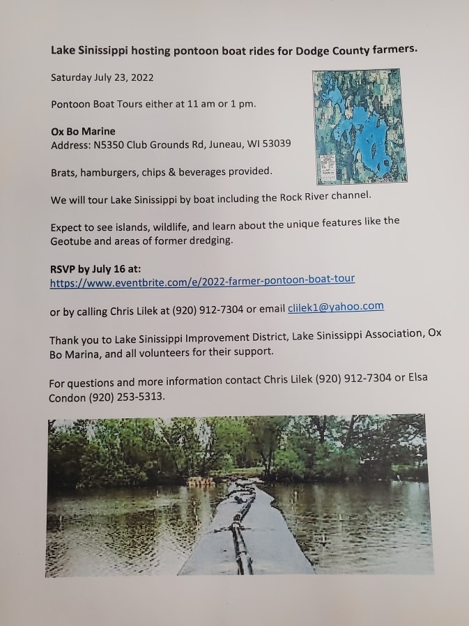 Pontoon boat rides for Dodge County Farmers Daily Dodge