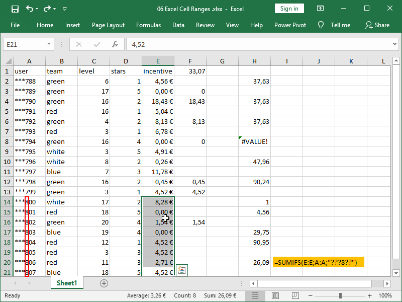 Conditional calculations