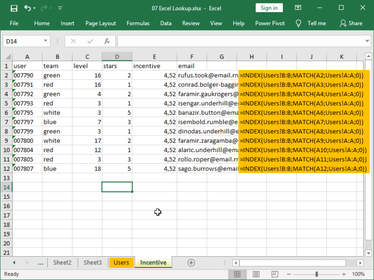 Lookup with unique identifiers