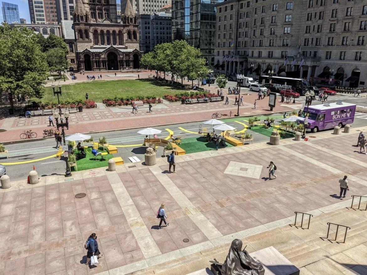 City of Boston tests converting Back Bay street into pedestrian plaza