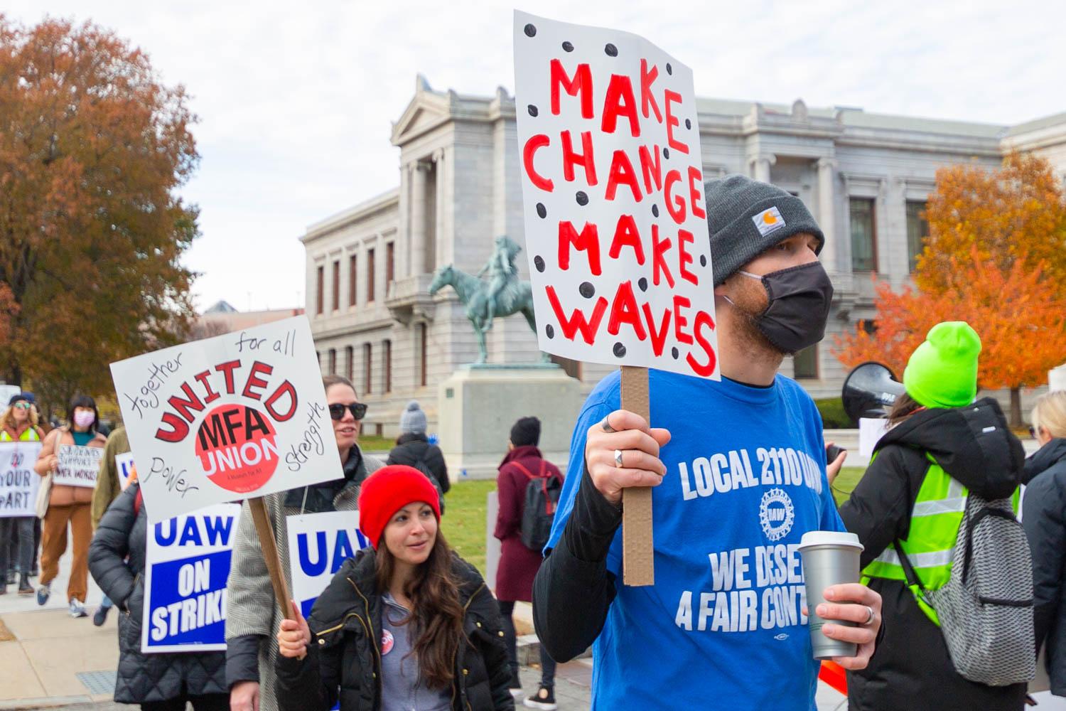 Museum of Fine Arts union strikes for labor rights, pay increases The