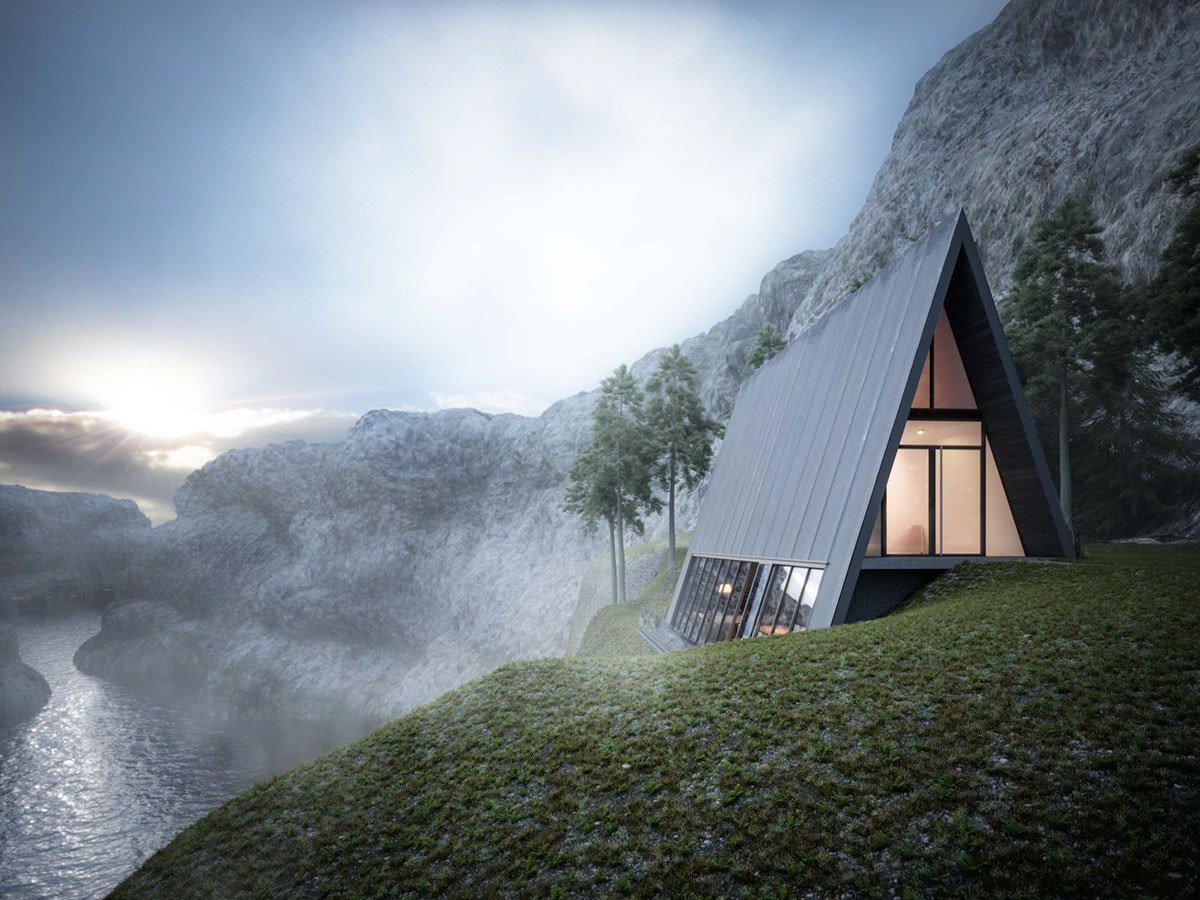 Construite à flanc de montagne, cette maison est un véritable paradis