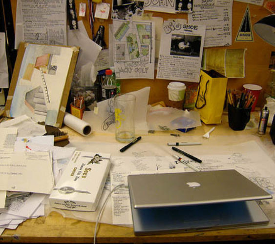 Messy desk creative
