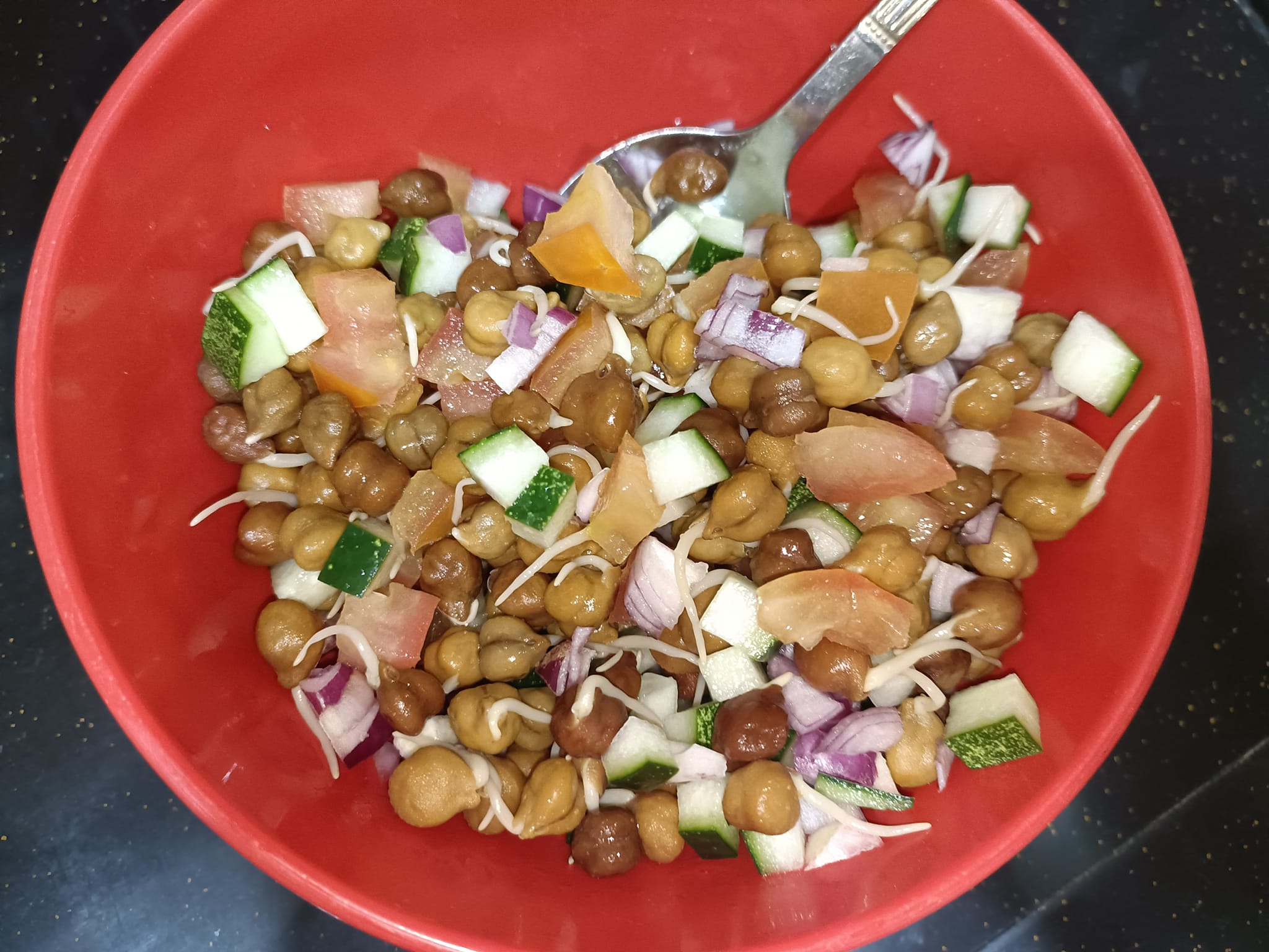 Resepi Salad Black Chana, Rendah Karbo Tapi Sangat Mengenyangkan. Menu
