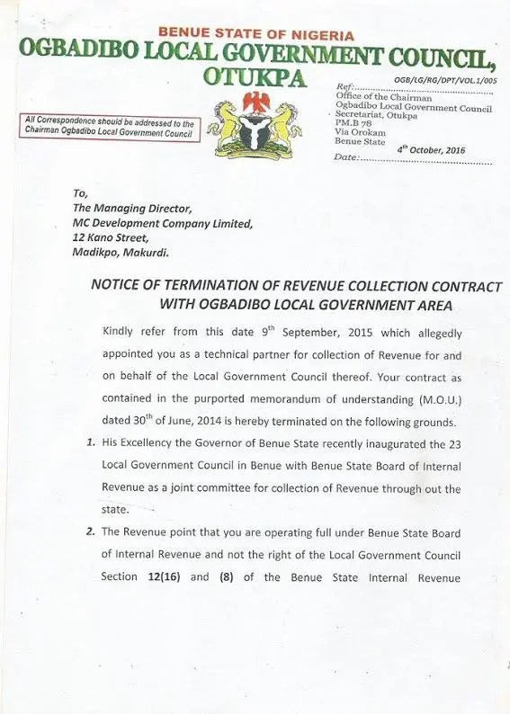 Benue State Government calls for arrest of illegal revenue collector in