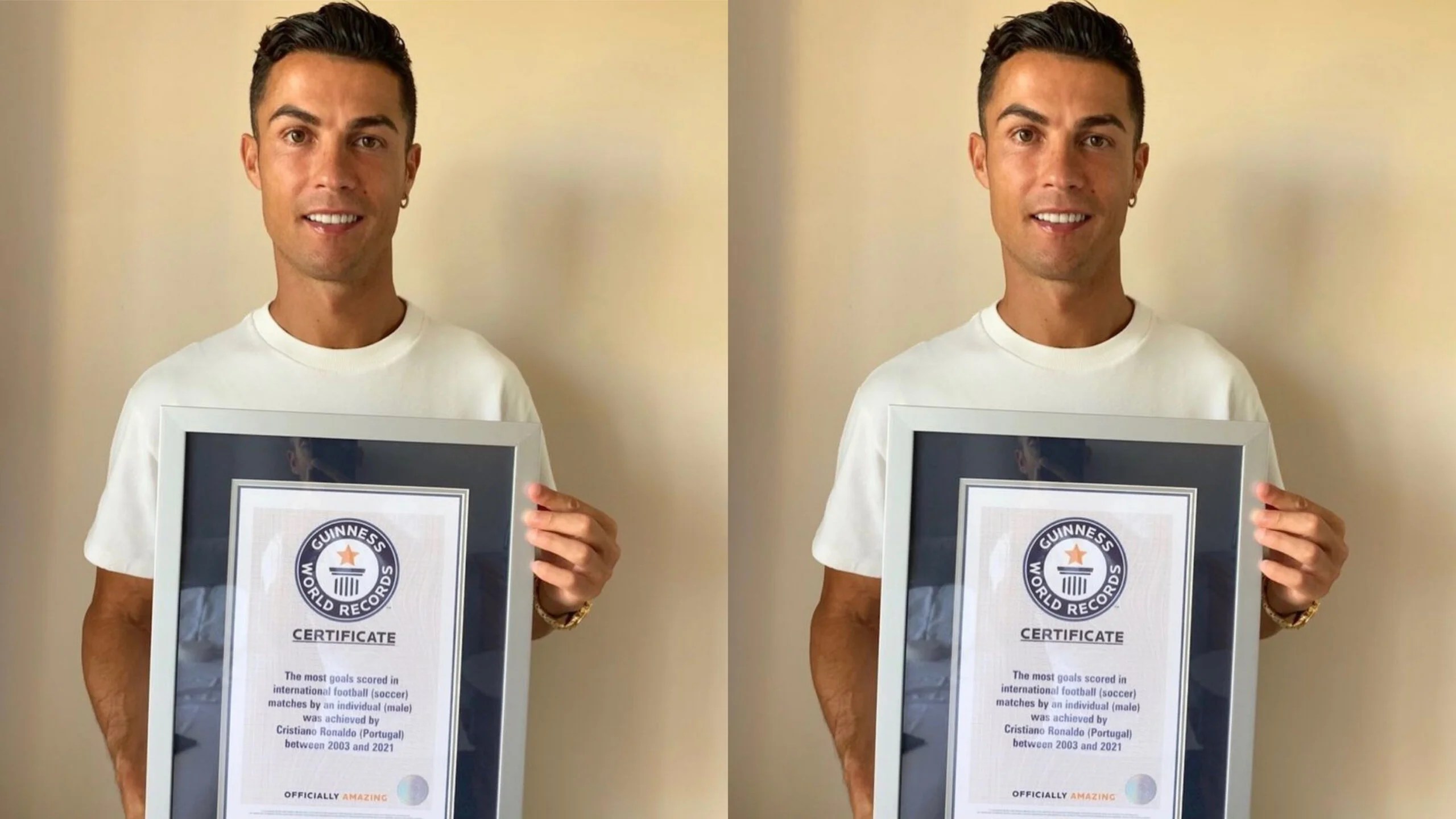 Cristiano Ronaldo receives Guinness World Records certificate Daily
