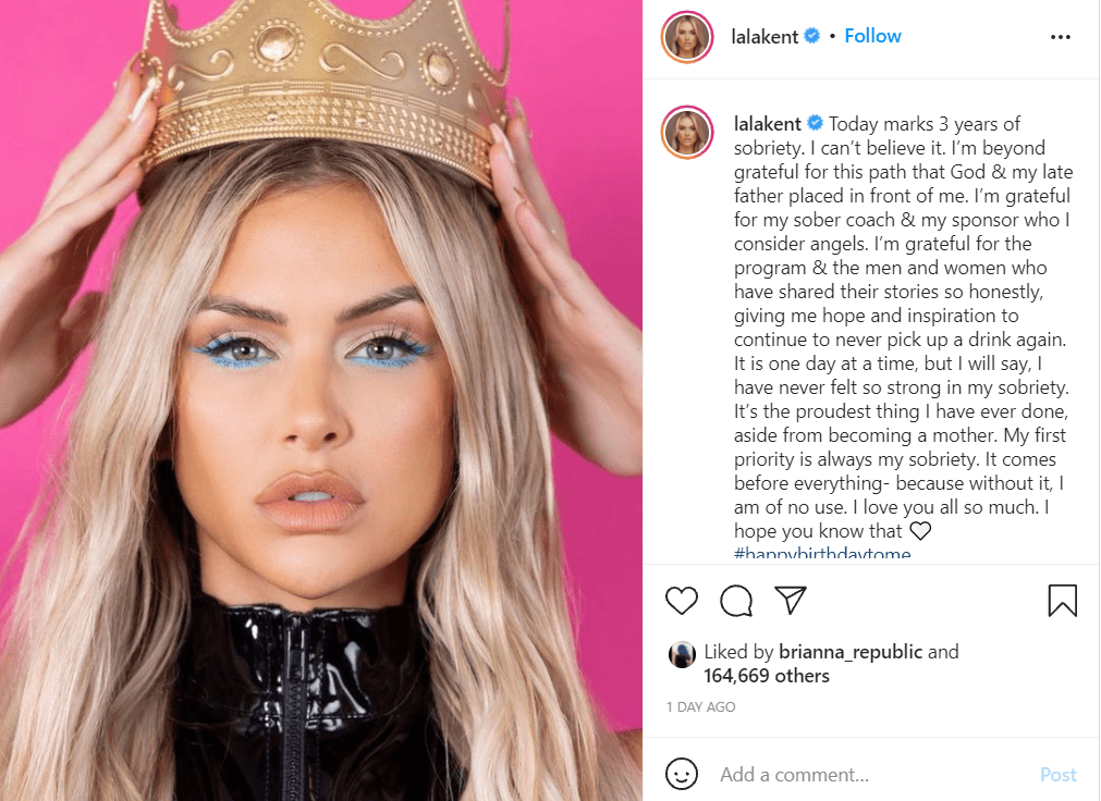 Vanderpump Rules’ Lala Kent Celebrates Three Years of Sobriety…Solo